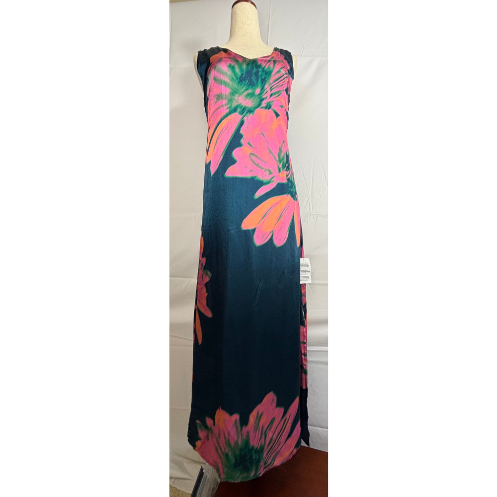 Topshop Floral Maxi Dress - Pink and Green on Blue